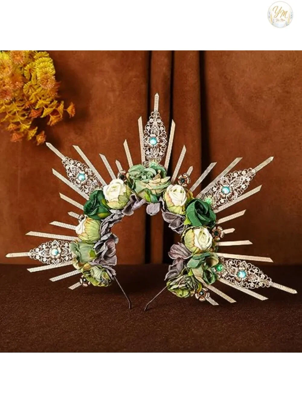 Green Halo Crown Flower Headpiece Women Renaissance Cosplay